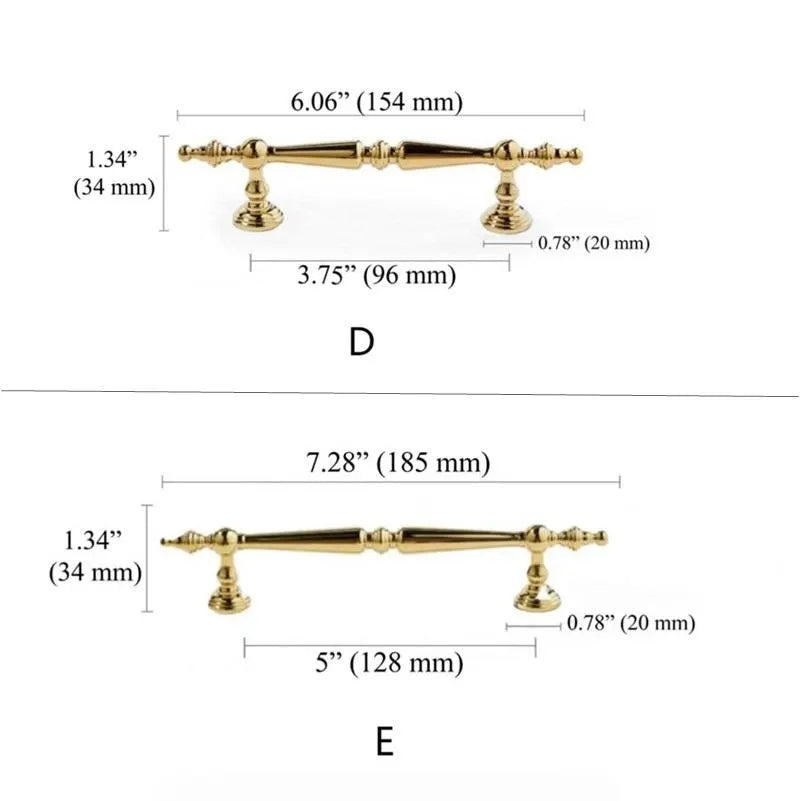 Polished Gold Brass Cabinet Bar Pulls European Style Luxury Shiny