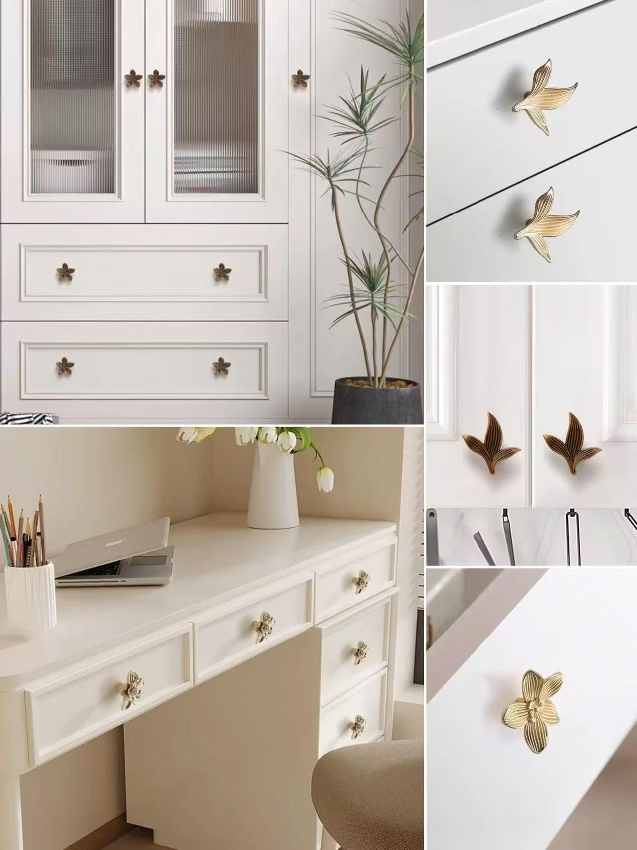 Flower Cabinet Knob, Petal Drawer Pull, Decorative Kitchen Hardware