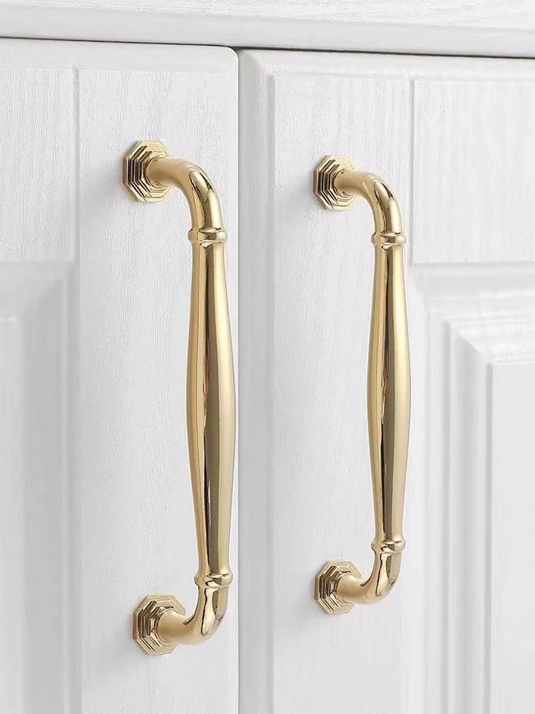 3,75" 5" 7,5" Achteckige Messing-Schrankgriffe, poliertes Gold, Chrom, Waschtischgriffe | LynnsHardware