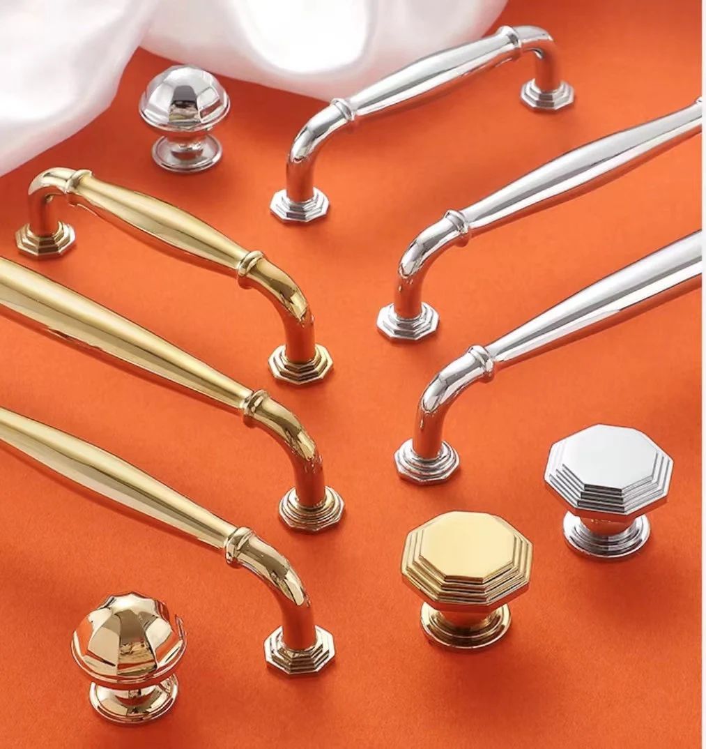 3,75" 5" 7,5" Achteckige Messing-Schrankgriffe, poliertes Gold, Chrom, Waschtischgriffe | LynnsHardware