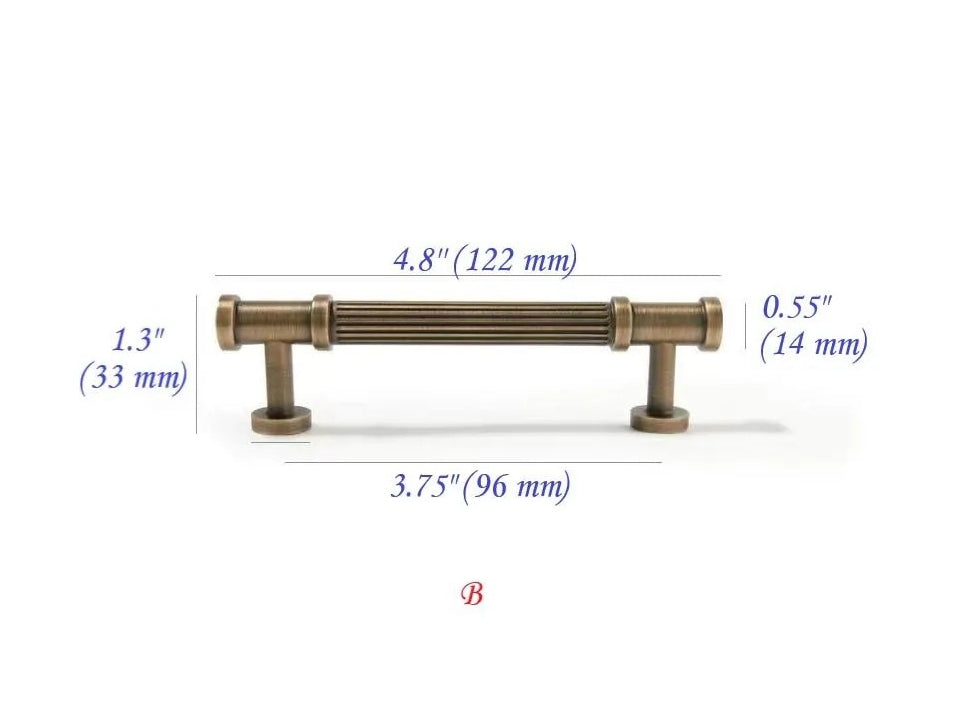 Reeded Antique Bronze Brass Cabinet Bar Pulls for Retro Decor | Lynns Hardware