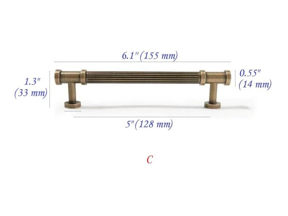 Reeded Antique Bronze Brass Cabinet Bar Pulls for Retro Decor | Lynns Hardware