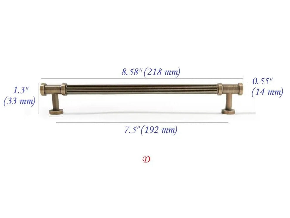 Reeded Antique Bronze Brass Cabinet Bar Pulls for Retro Decor | Lynns Hardware