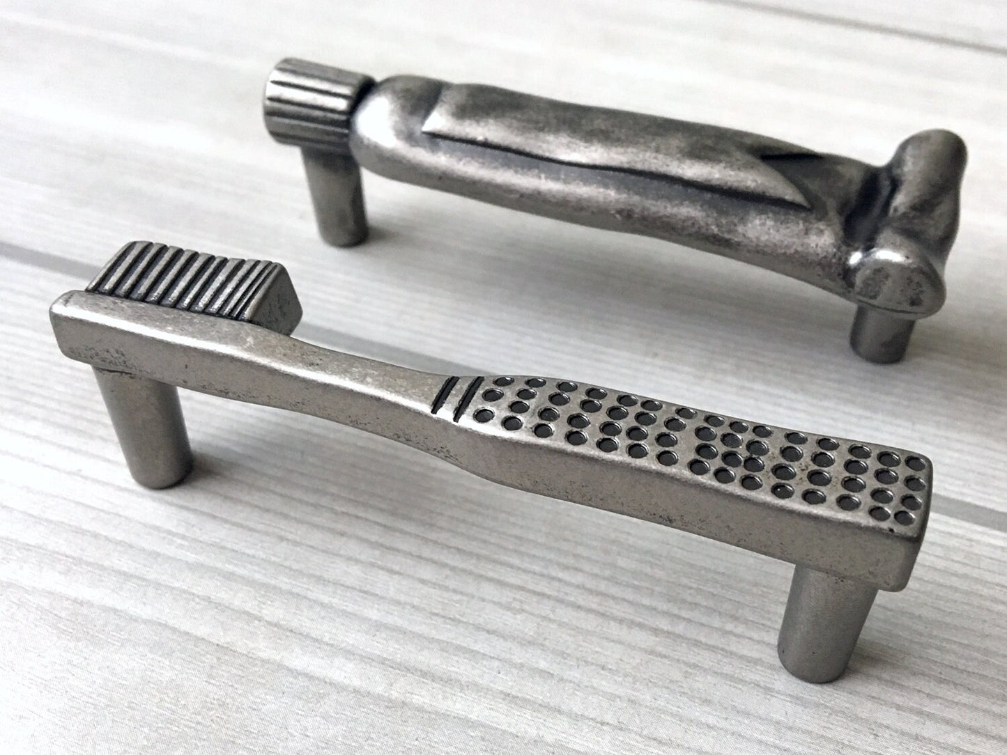 3" Toothbrush Toothpaste Bathroom Cabinet Handles, Antique Black Brass Pewter 76 mm