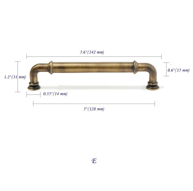 3.75" 5" Solid Brass Cabinet Handles in Antique Bronze, Retro Kitchen Hardware