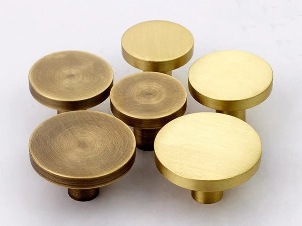 Circle Brass Knob, Round Drawer Pulls, Kitchen Hardware, Black Bronze Gold