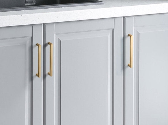 Cabinet Pulls, Drawer Handles, Sleek Modern Kitchen Hardware, Brushed Gold and Nickel