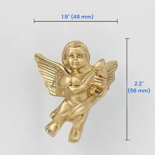 Angel Cupid Design Cabinet Knobs, Solid Brass, Gold, Silver and Bronze
