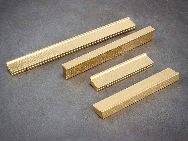 Mid Century Drawer Pulls, Brushed Gold Brass Cabinet Handles, Lynns Hardware