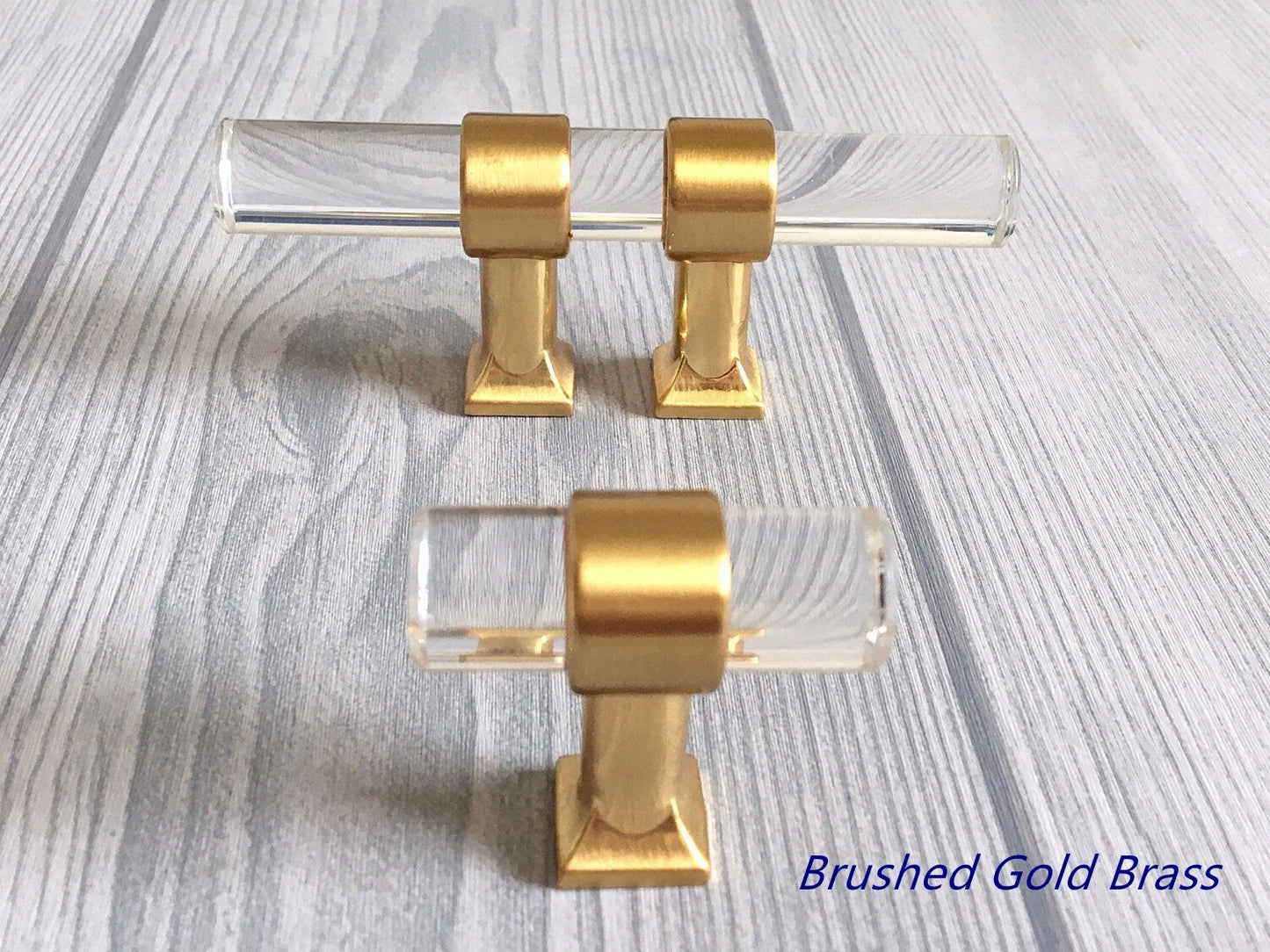 1" Centers, Acrylic Drawer Pulls, Lucite Cabinet Knobs, Black Gold Nickel Silver