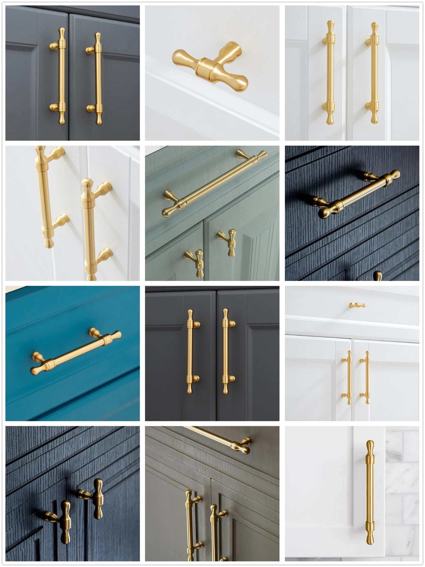 Cabinet Bar Pulls, Solid Brass, Brushed Gold, Modern Mid Century Kitchen Hardware