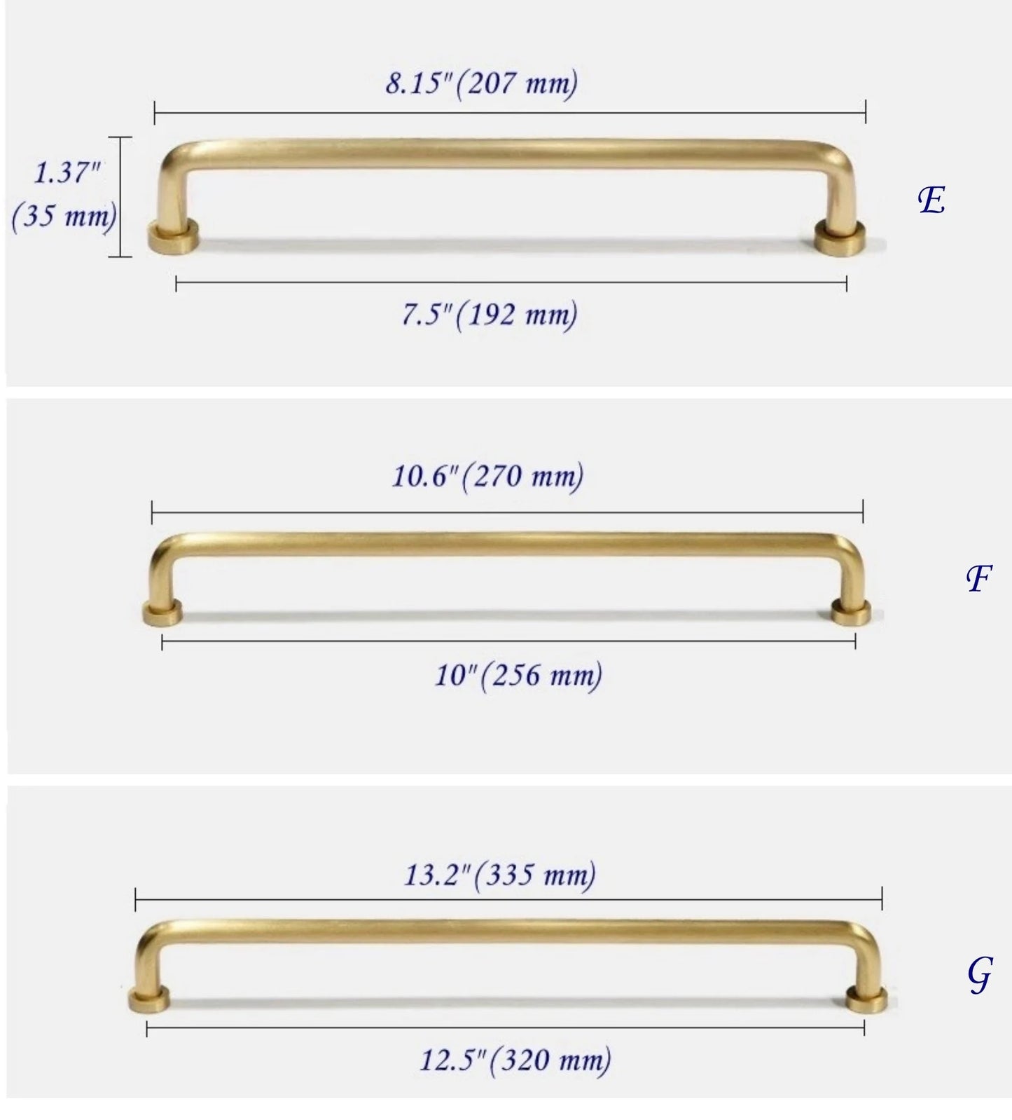 Brushed Brass D Cabinet Pulls, Kitchen Hardware