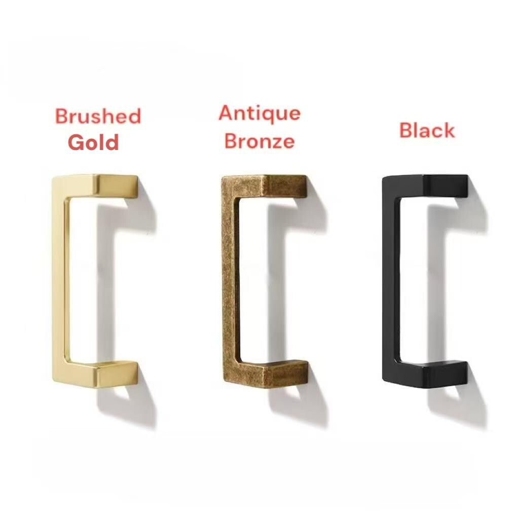 2.5" 3.75" U Turn Drawer Pull Handles, Antique Bronze, Brushed Gold, Matte Black