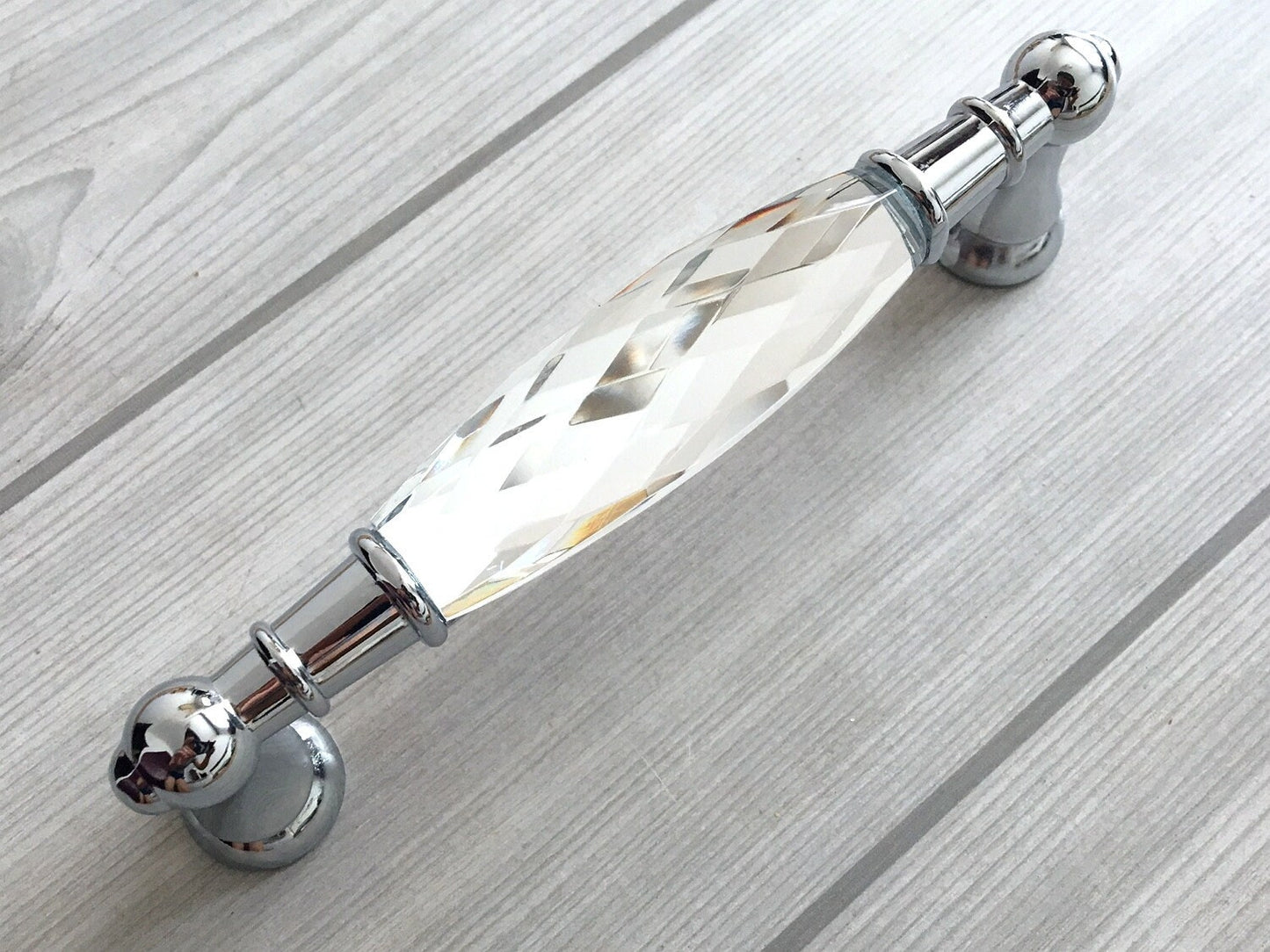 3.75" 5" Crystal Drawer Pull, Glass Cabinet Pulls, Gold Silver Modern Hardware