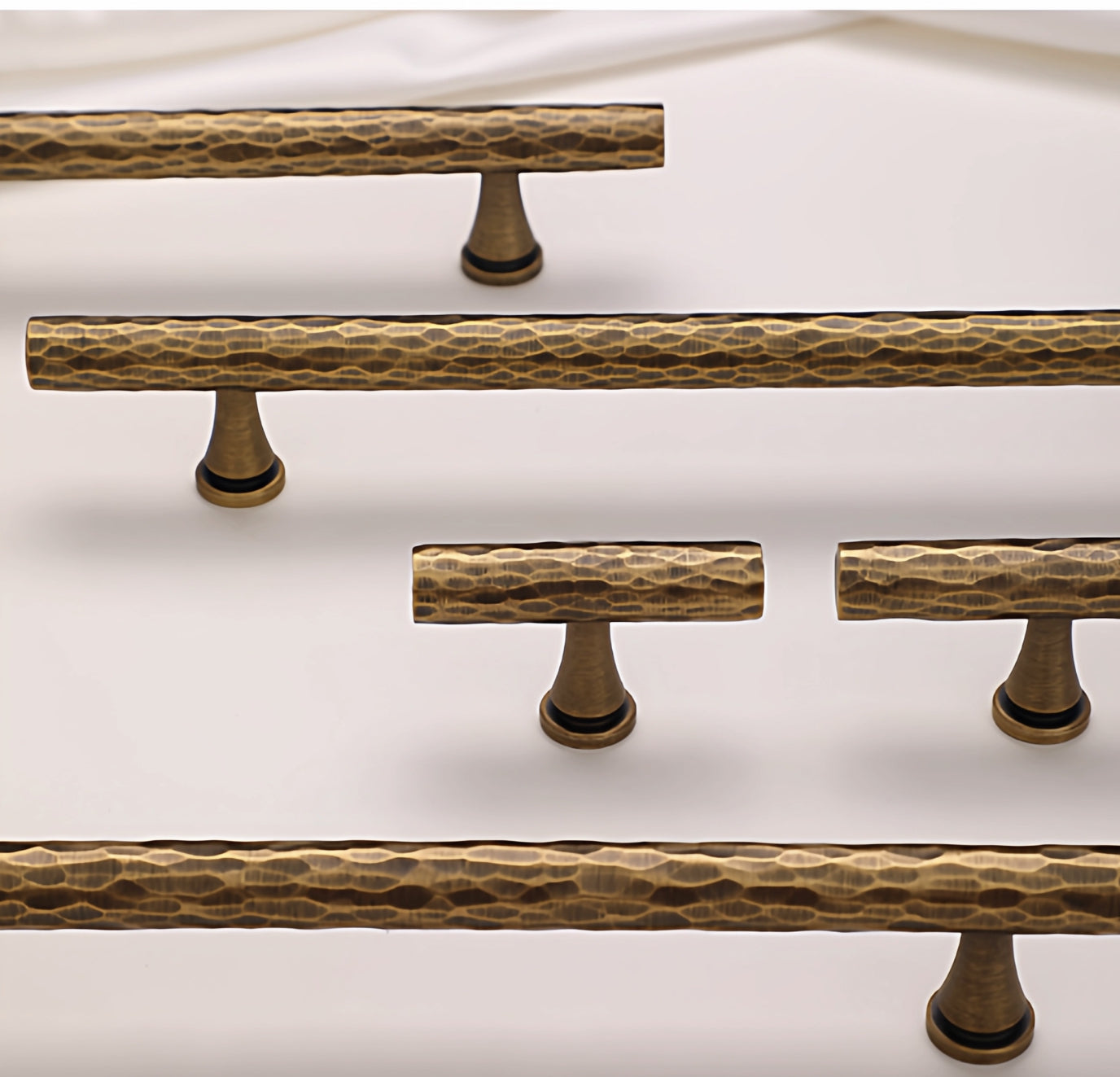 Hammered Antique Bronze Cabinet Bar Pulls, Brass, Rustic Retro Kitchen Hardware