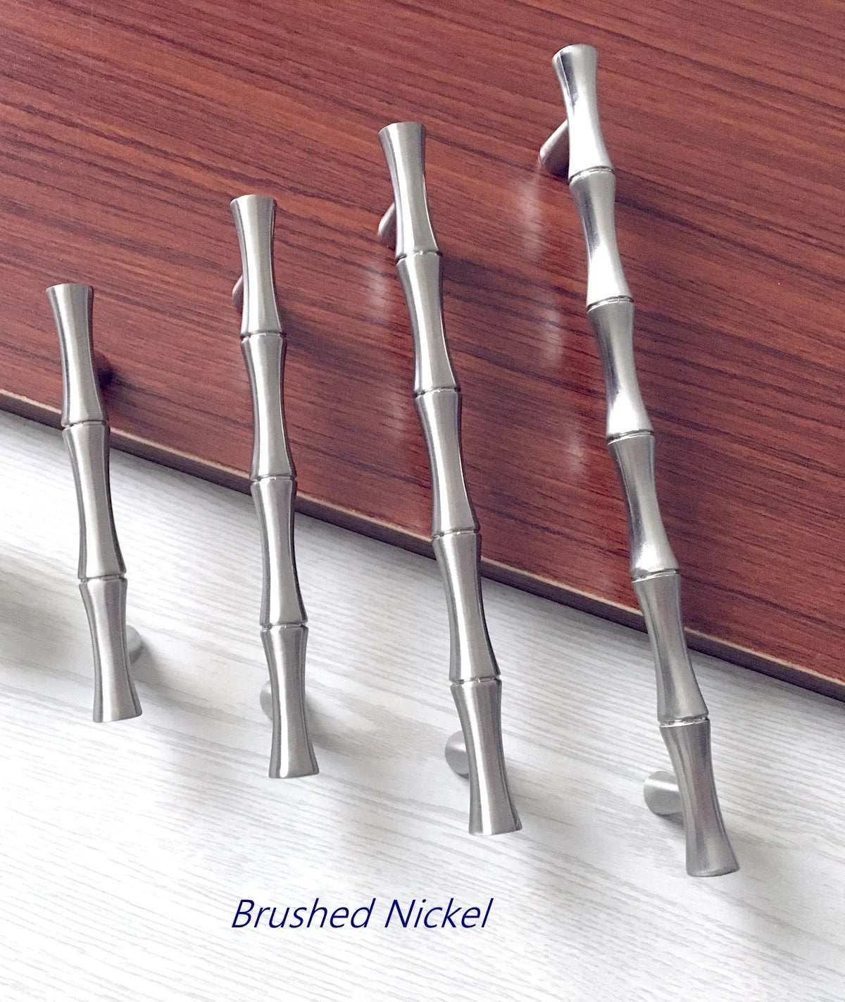 Bamboo Cabinet Pulls and Drawer Knobs, Gold Nickel Bronze Silver Pewter, Kitchen Hardware