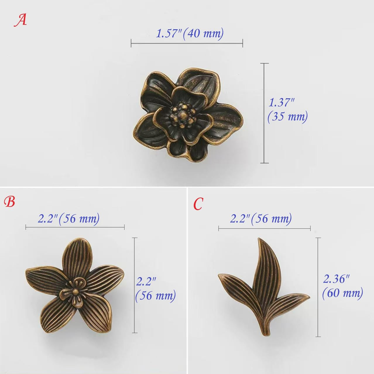 Flower Cabinet Knob, Petal Drawer Pull, Decorative Kitchen Hardware