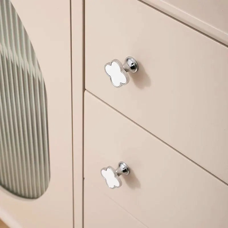 Clover Cabinet Knobs, MCM Drawer Pulls, Brass Shell, Brushed Gold, Polished Chrome,