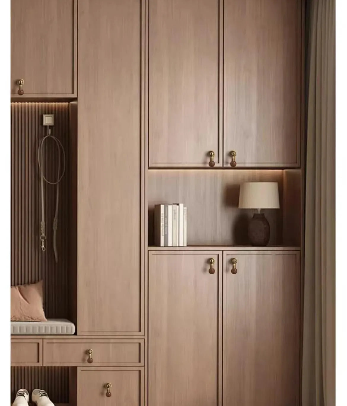 Walnut Solid Brass Pendant Drawer Pull, Drop Cabinet Knobs, Polished Chrome, Antique Bronze