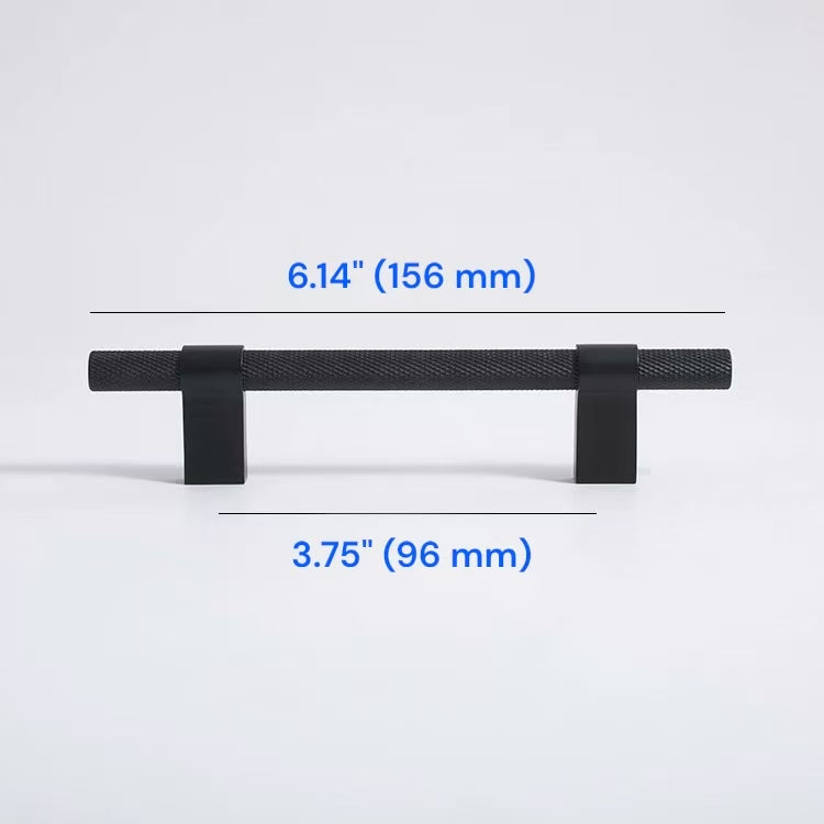 Knurled Cabinet Bar Pulls 96 128 224 320 mm, Brass / Matte Black, Sleek Modern Kitchen Hardware