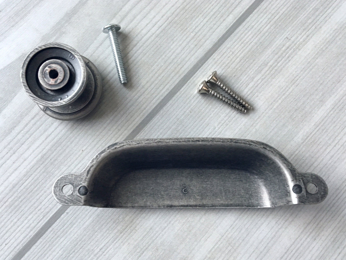 3.75" 96 mm Centers Cup Drawer Pull, Antique Pewter, Kitchen Cabinet Hardware