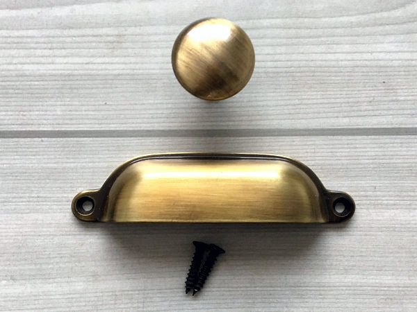 3.75" Centers Cup Drawer Pulls, Gold Bronze, MCM Cabinet Hardware, 96 mm Holes