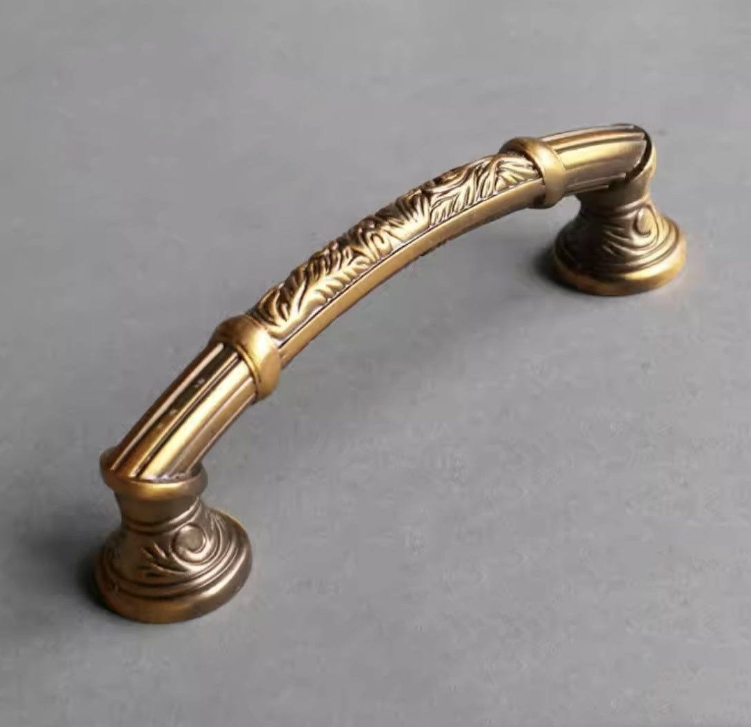 Dresser Pull Handles Knobs with Embossed Patterns, Antique Copper, Victorian Cabinet Hardware