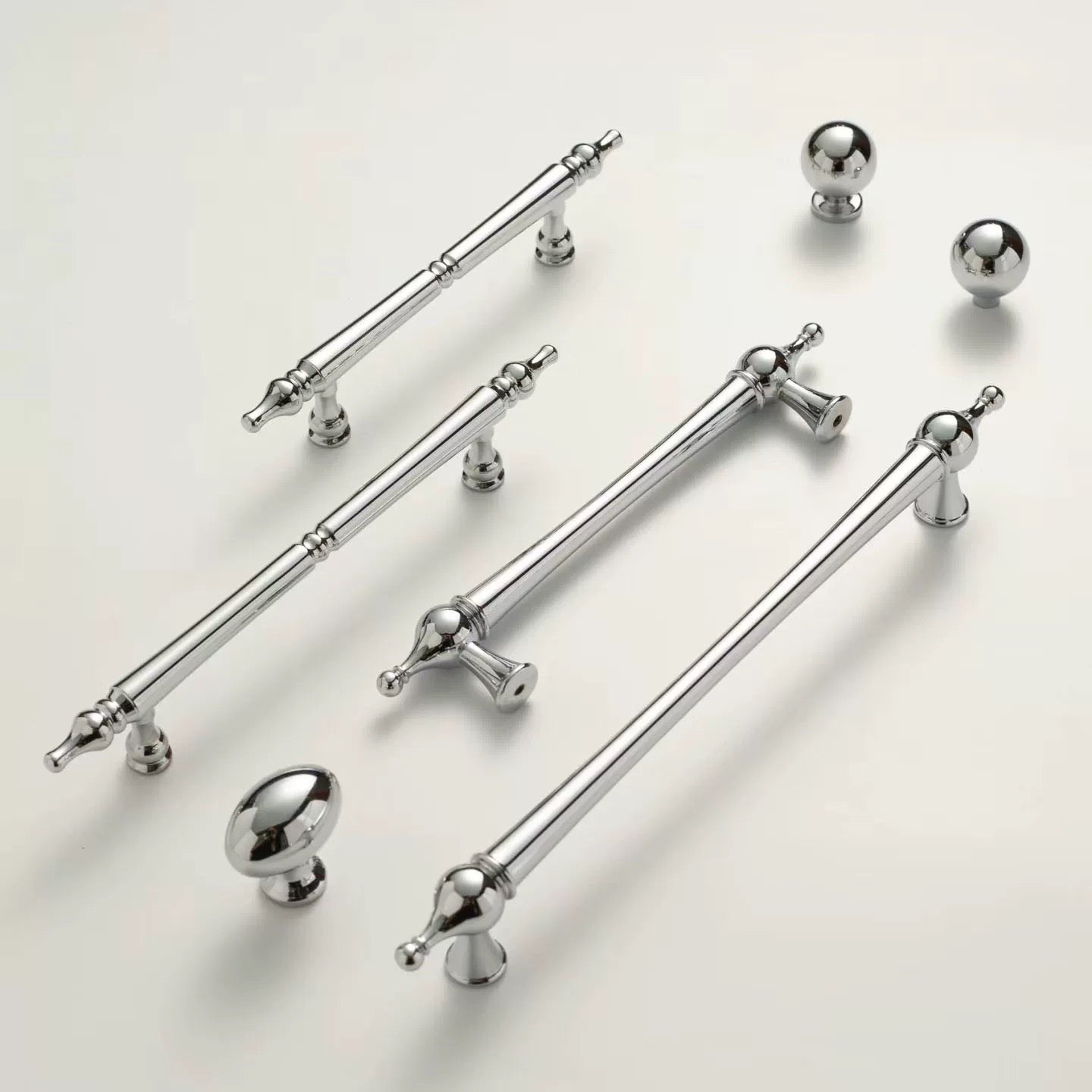 European Polished Chrome Cabinet Handle, Round Drawer Knob, Contemporary Kitchen Hardware