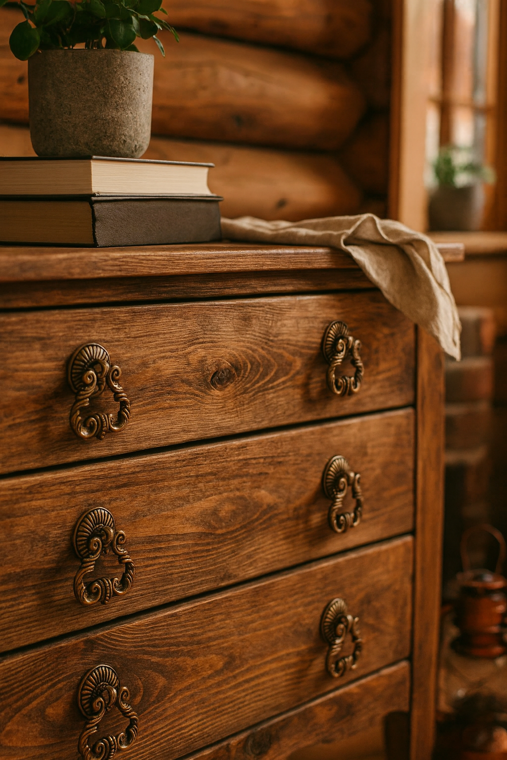 2.75" Wide Large Cabinet Drop Pull, Vintage Style Ring Drawer Knob, Antique Brass