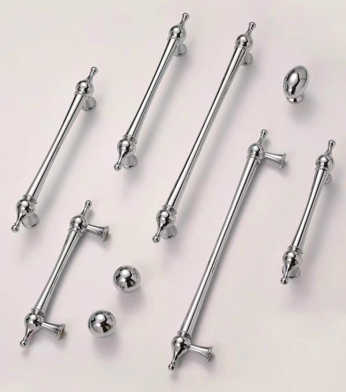 European Polished Chrome Cabinet Handle, Round Drawer Knob, Contemporary Kitchen Hardware