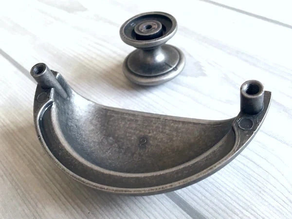 3" Centers Pewter Cup Drawer Pulls, Retro Cabinet Hardware, 76 mm Holes