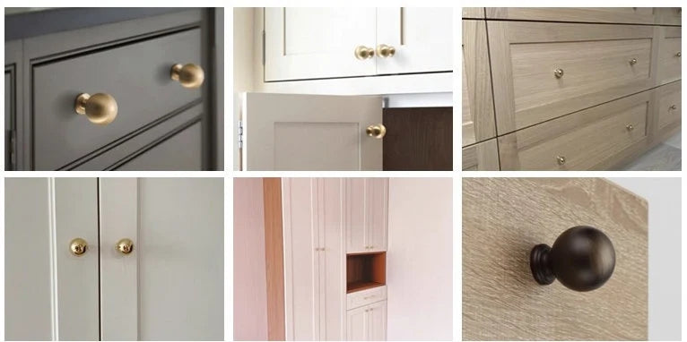 Brass Ball Cabinet Knobs Solid Black Coffee Bronze Kitchen Hardware