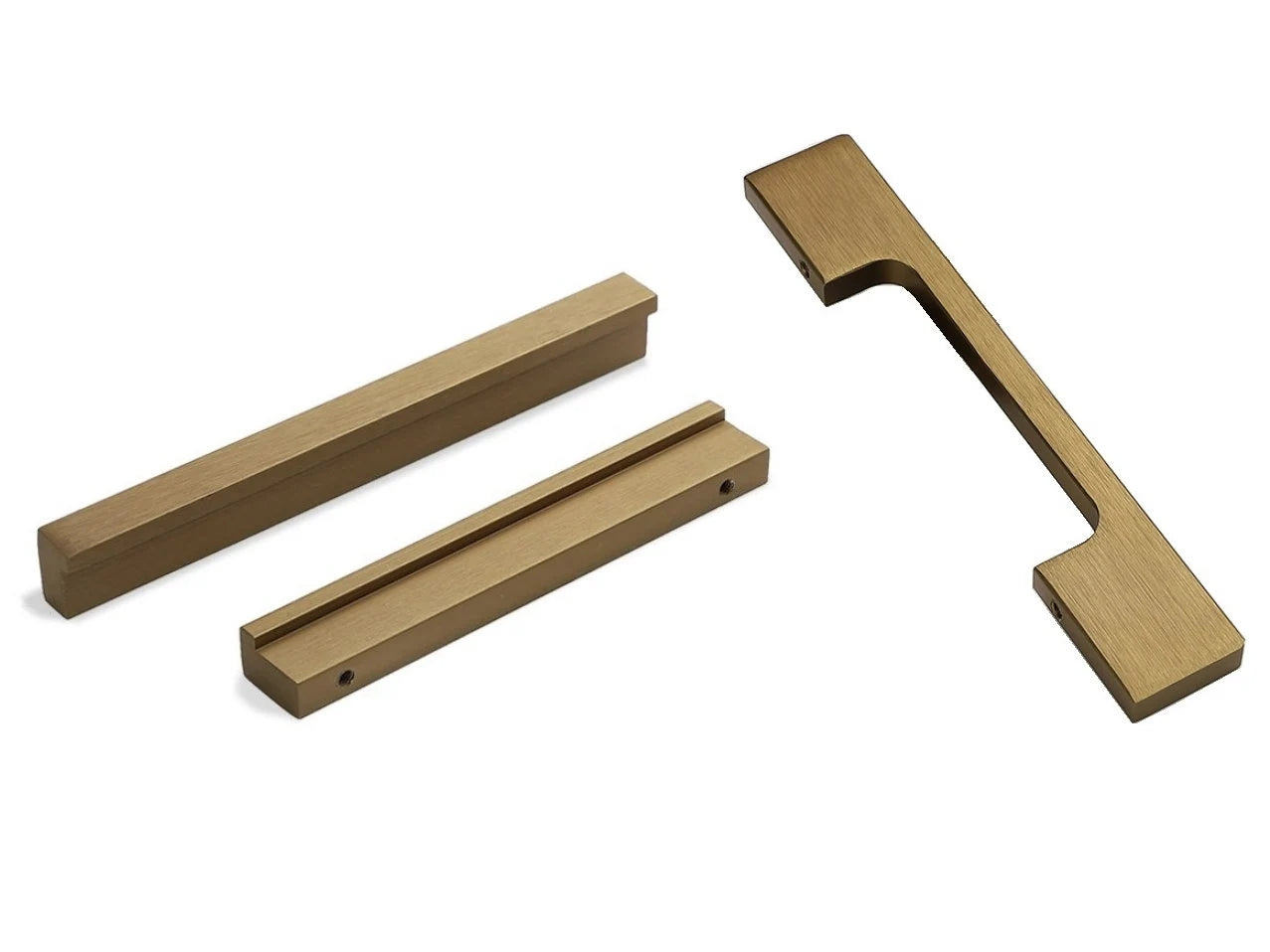 Mid Century Drawer Pulls, Cabinet Handles, Alumimum, Brushed Antique Gold Bronze