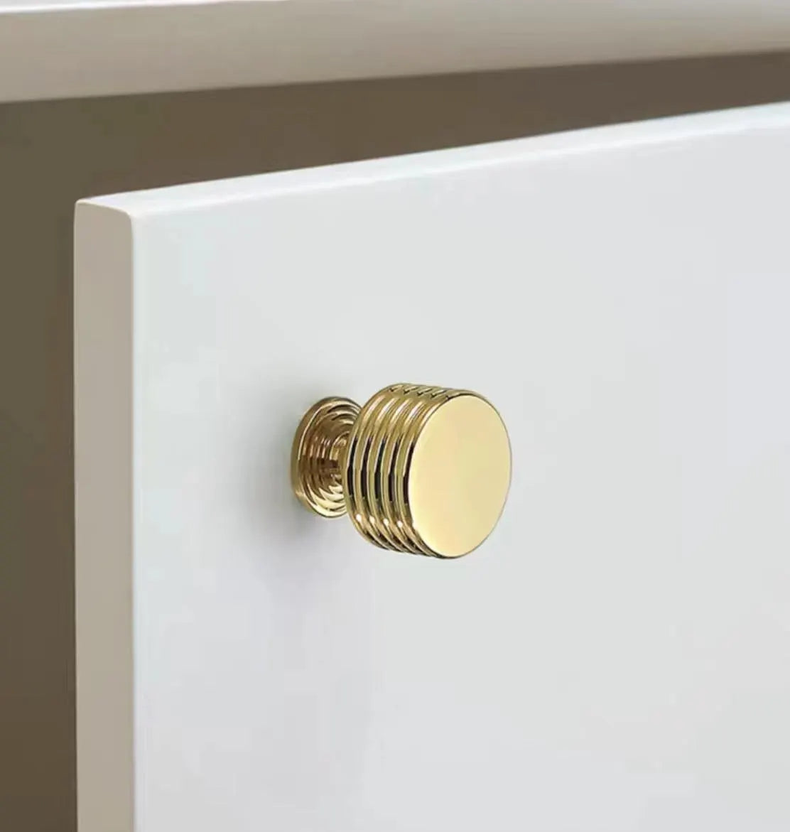 Brass Circle Drawer Knobs, Reeded Ringed Cabinet Knobs, Gold Chrome Antique Bronze