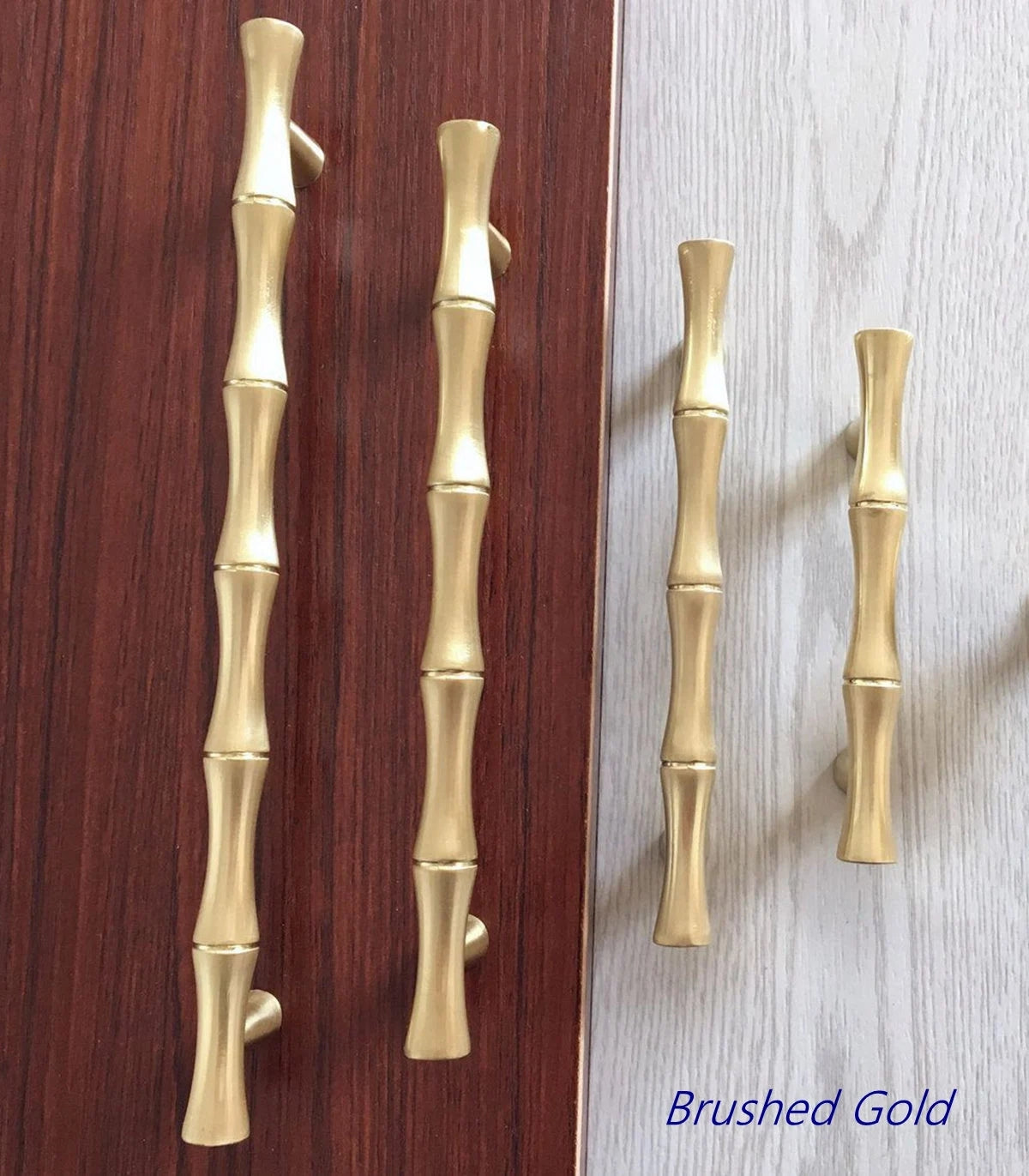 Bamboo Cabinet Pulls and Drawer Knobs, Gold Nickel Bronze Silver Pewter, Kitchen Hardware