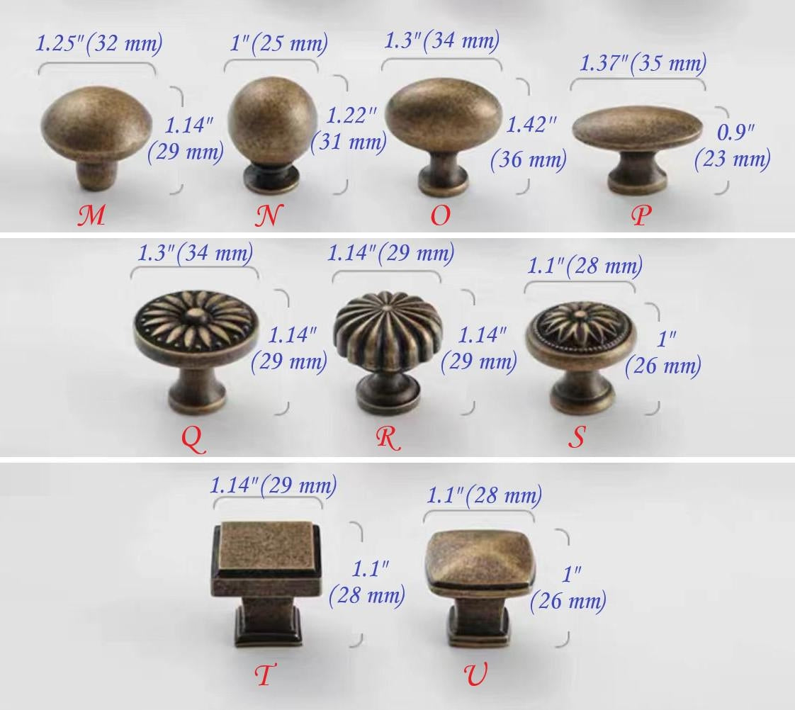 Classic Antique Bronze Cabinet Knob, Solid Brass, Retro Vintage Victorian Rustic Kitchen Hardware