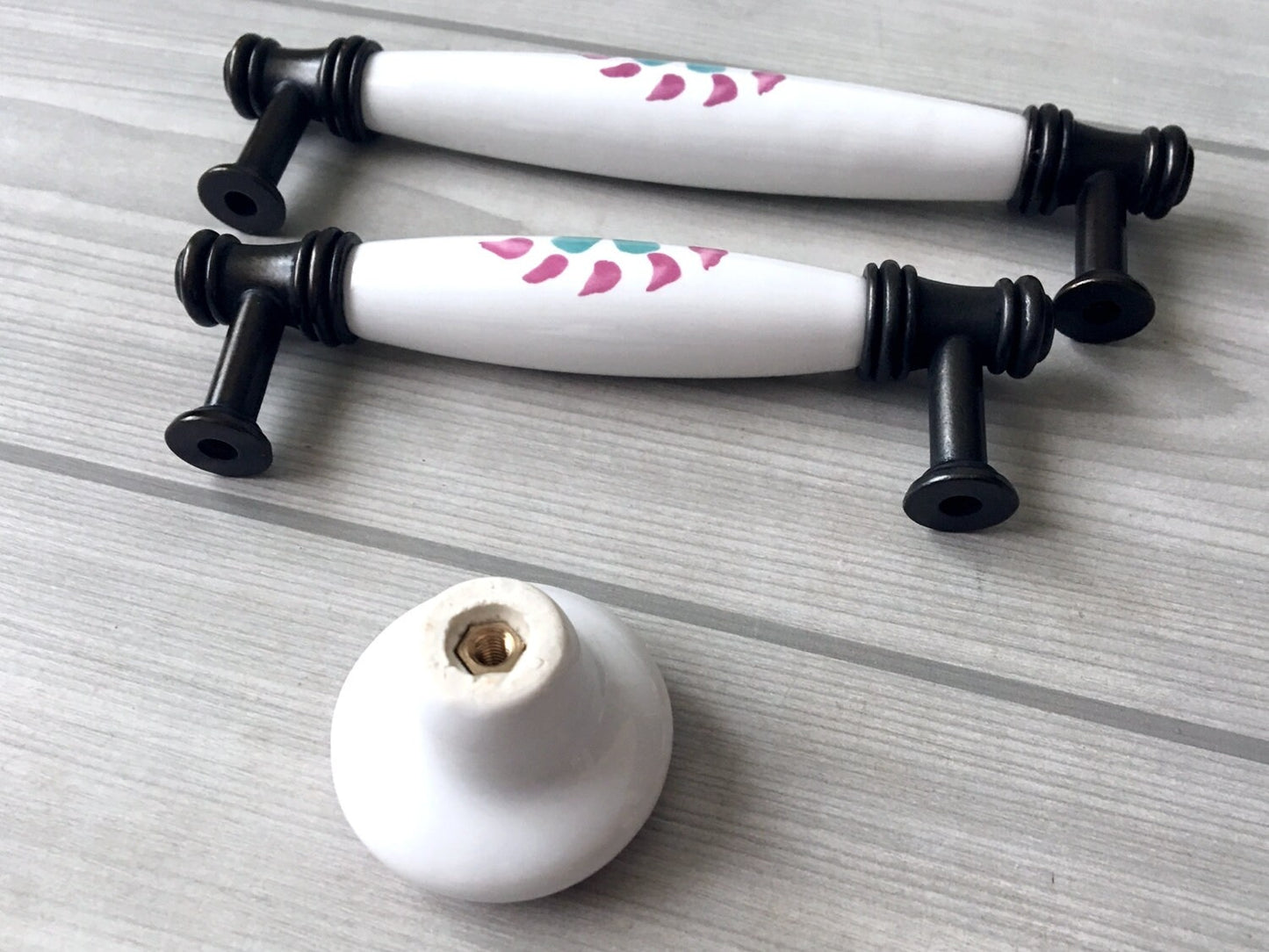 Colorful Porcelain Cabinet Pulls, 3.75" 5" Centers, 4 Designs