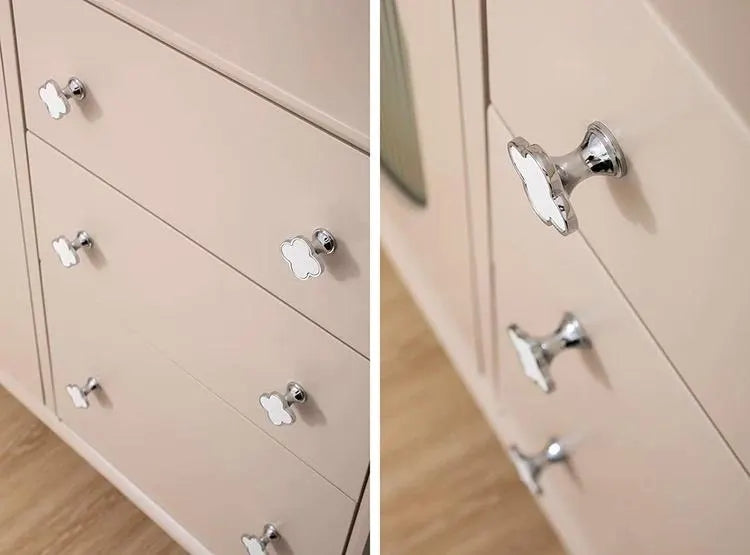 Clover Cabinet Knobs, MCM Drawer Pulls, Brass Shell, Brushed Gold, Polished Chrome,