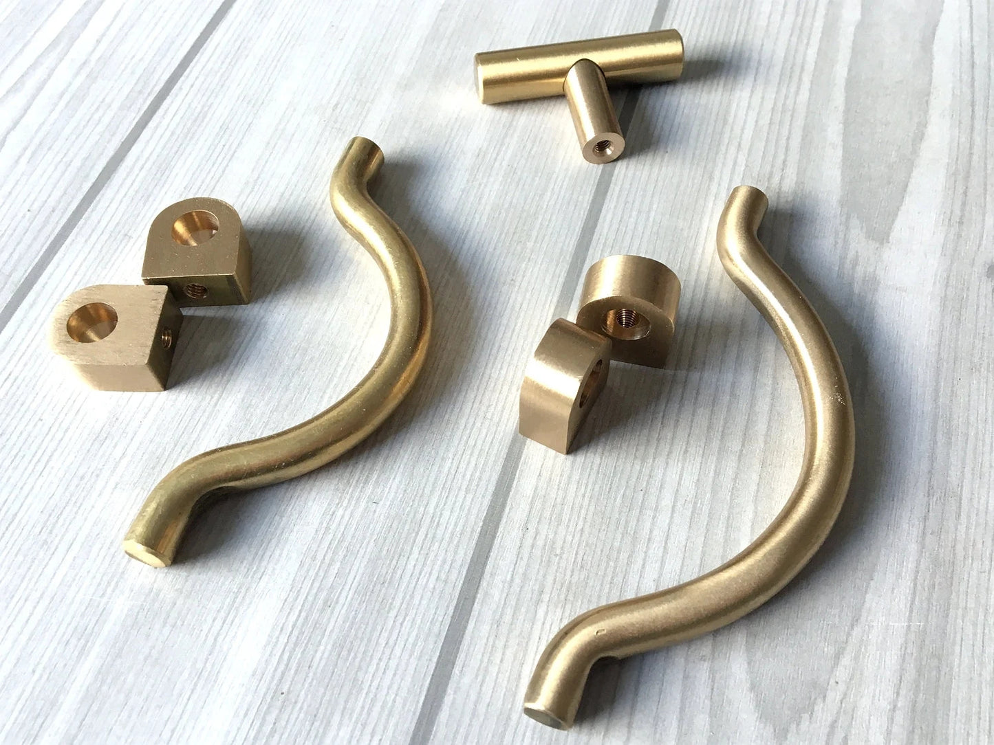 3.75” 4" 4.5" 5" Brass Bail Drawer Pull, Drop Swing Handle, MCM Kitchen Cabinet Hardware