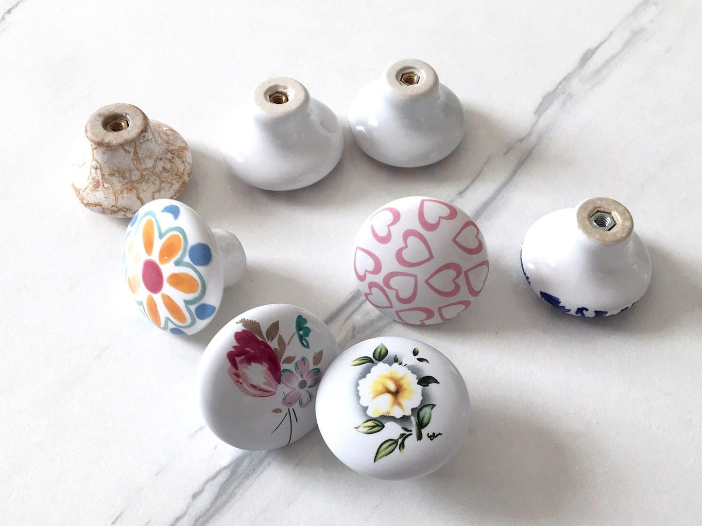 Ceramic Drawer Knobs, Kitchen Cabinet Pulls Hardware, Flower Bird Colorful