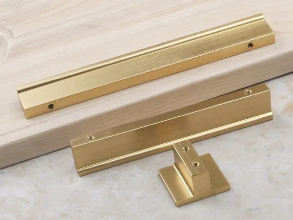 Mid Century Drawer Pulls, Brushed Gold Brass Cabinet Handles, Black, Alumimum