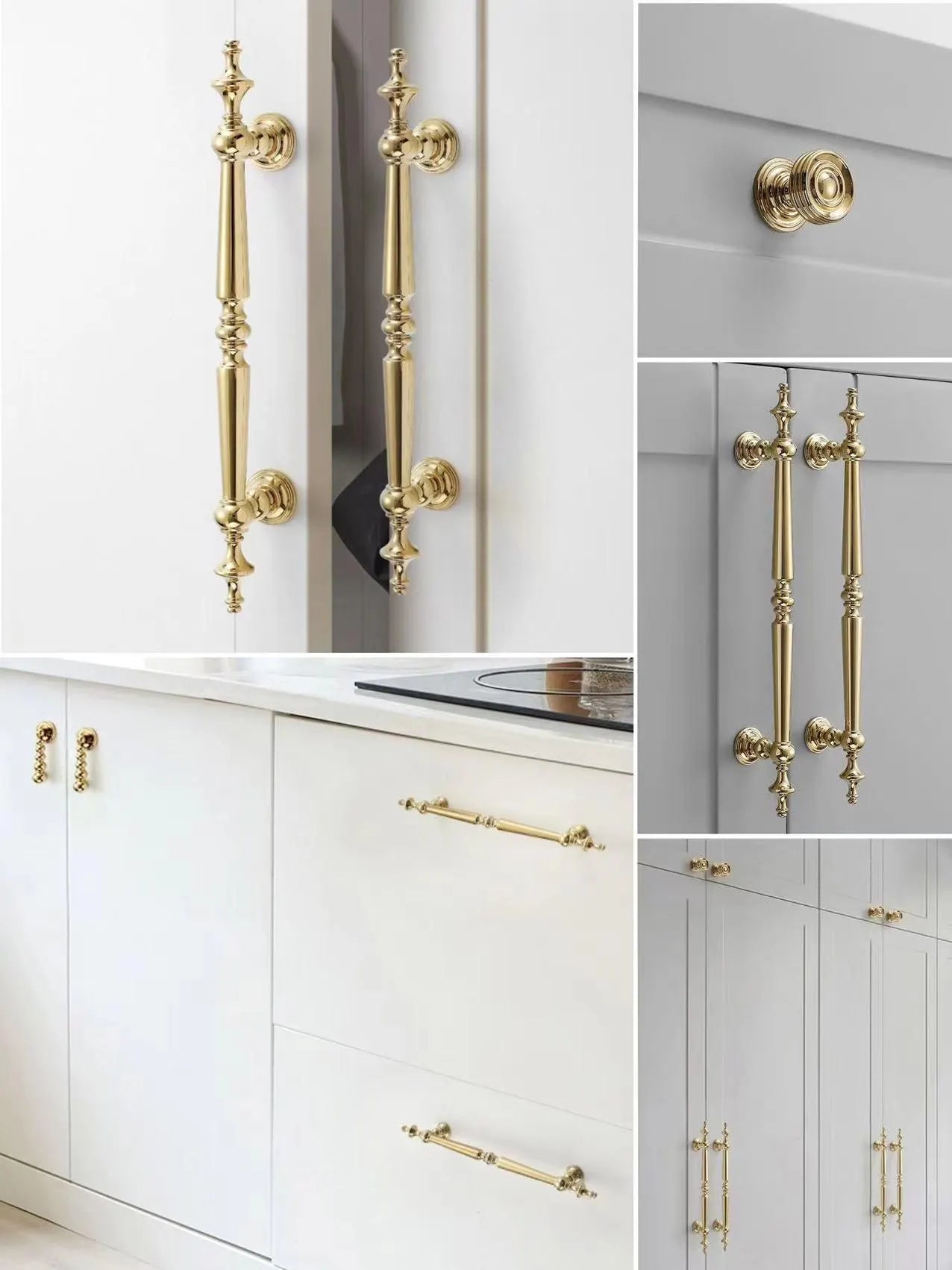 Polished Brass Cabinet Bar Pulls European Style Luxury Shiny Gold