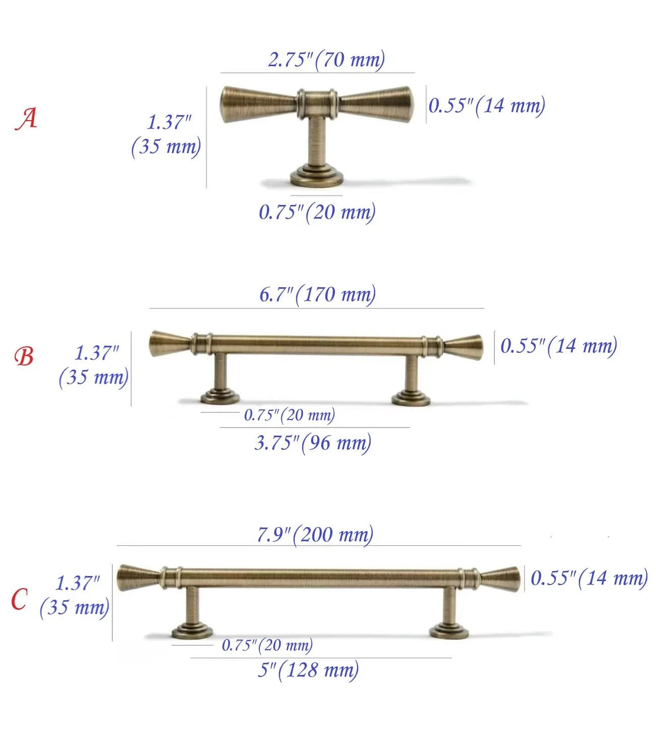 Brass Cabinet Bar Handles, T-shaped Drawer Pull, Kitchen Hardware