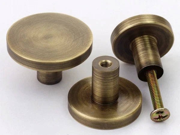Circle Brass Knob, Round Drawer Pulls, Kitchen Hardware, Black Bronze Gold