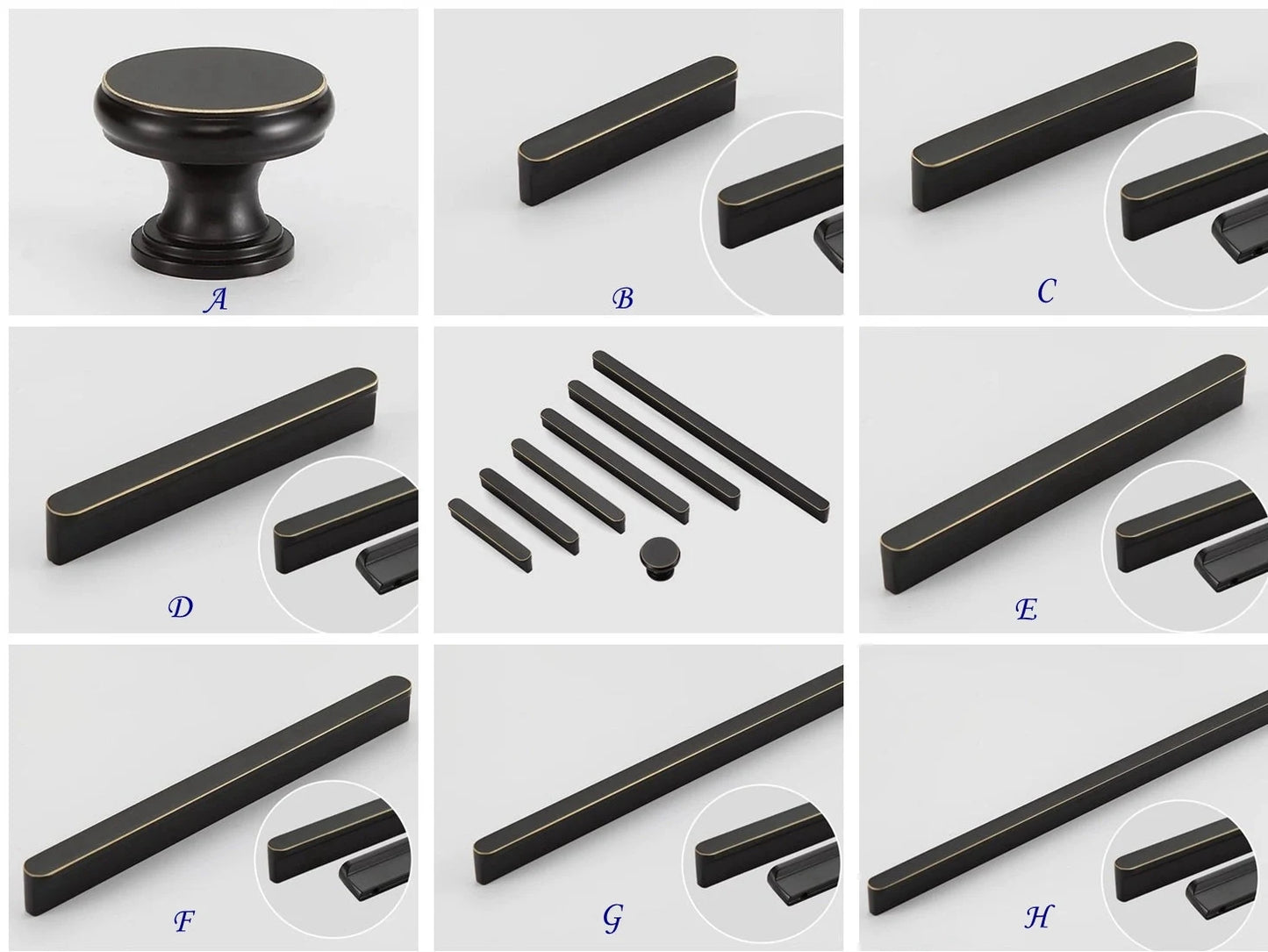 Solid Brass Cabinet Pulls, Simple Minimalism, Brushed Gold Brass, Matte Black, Coffee Bronze