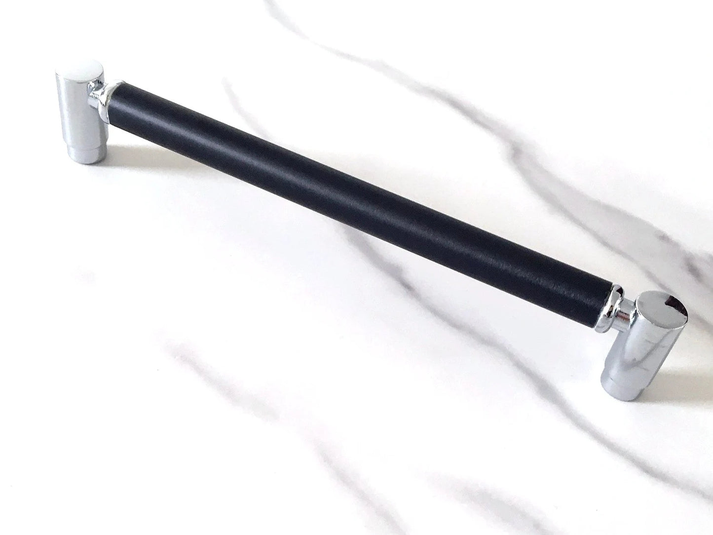 Black Silver Cabinet Pulls, Circle Knobs, Minimalist Kitchen Hardware