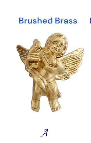 Angel Cupid Design Cabinet Knobs, Solid Brass, Gold, Silver and Bronze