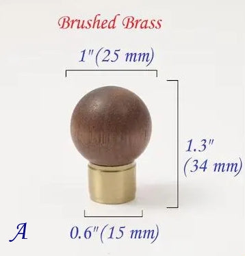 Walnut Brass Cabinet Knob, Pendant Wooden Drawer Pull, Oriental Retro Kitchen Hardware