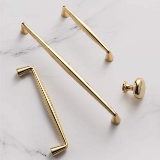 3.75" 5" 7.5" Polished Gold Drawer D Pull & Oval Dresser Knob - Luxury Kitchen Cabinet Door Handle