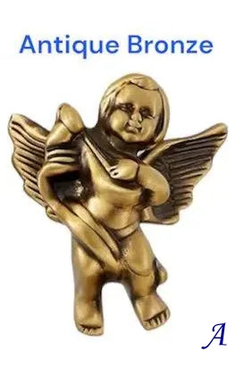 Angel Cupid Design Cabinet Knobs, Solid Brass, Gold, Silver and Bronze